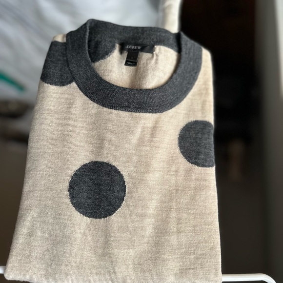 J. Crew Cream and Black Polka Dot Sweater - Picture 2 of 3